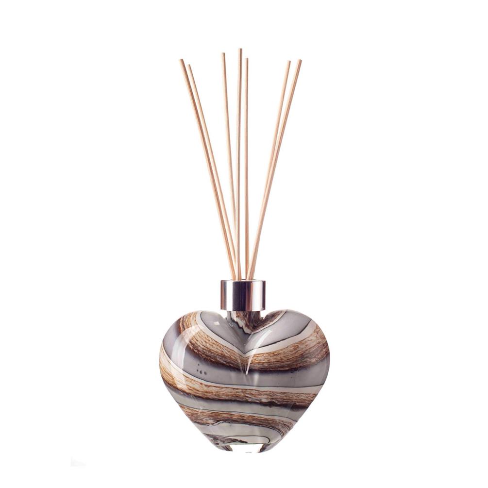 Amelia Art Glass Smoked Meadows Heart Reed Diffuser £17.09
